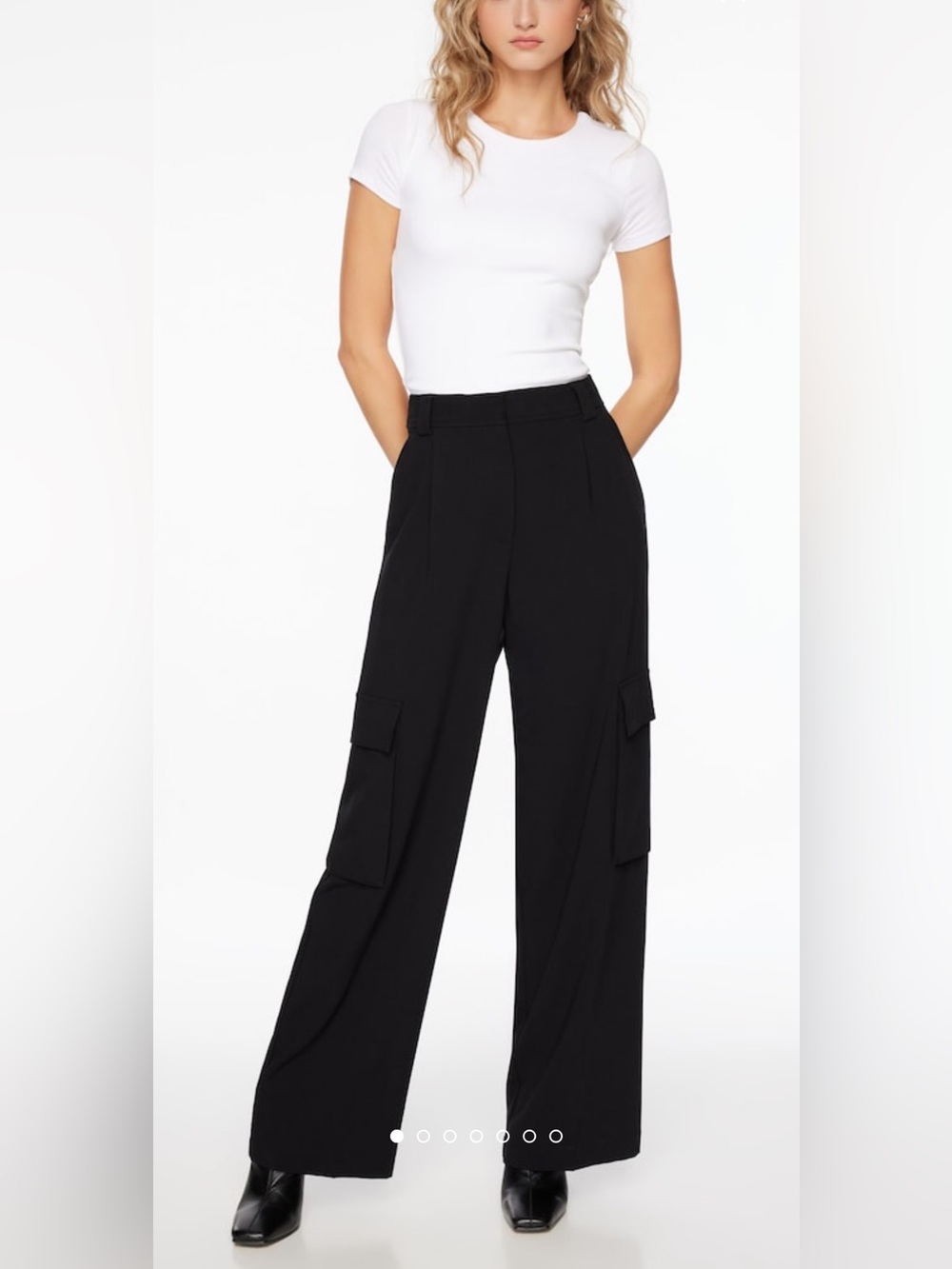 Dynamite Black Wide-Leg Cargo Pants